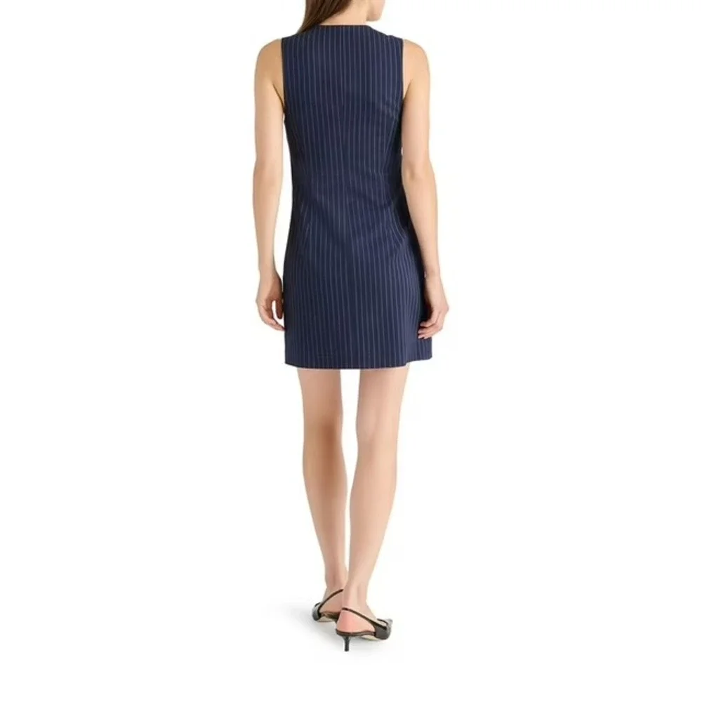 Steve Madden Womens Pinstripe Suiting Mini Dress Navy Blue Size S Sleeveless
